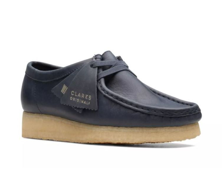 Clarks Navy Leather Wallabee Womens Shoes 26168642