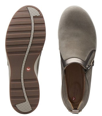 Clarks Taupe Combi Womens Un Adorn Zip Comfort Shoe UN-ADORN
