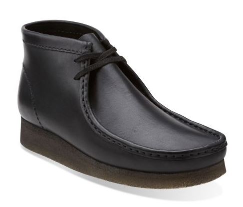 Clarks Wallabee Black Leather Mens Casual 26103666