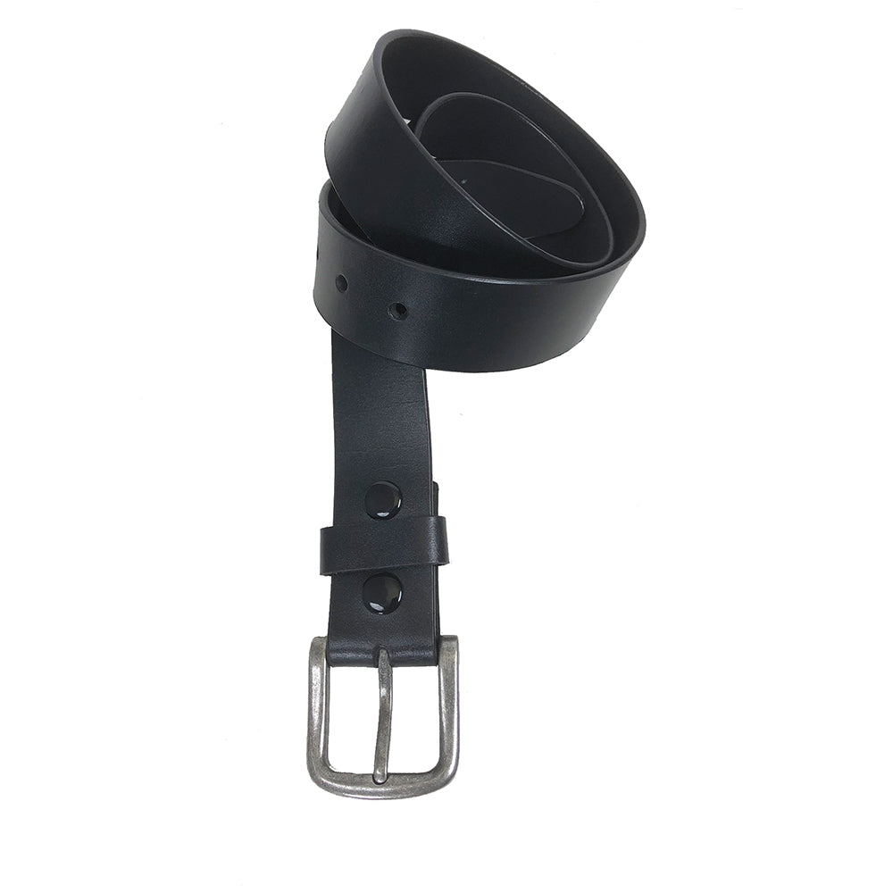 Classic Black Belt with Silver Prong Buckle 9716