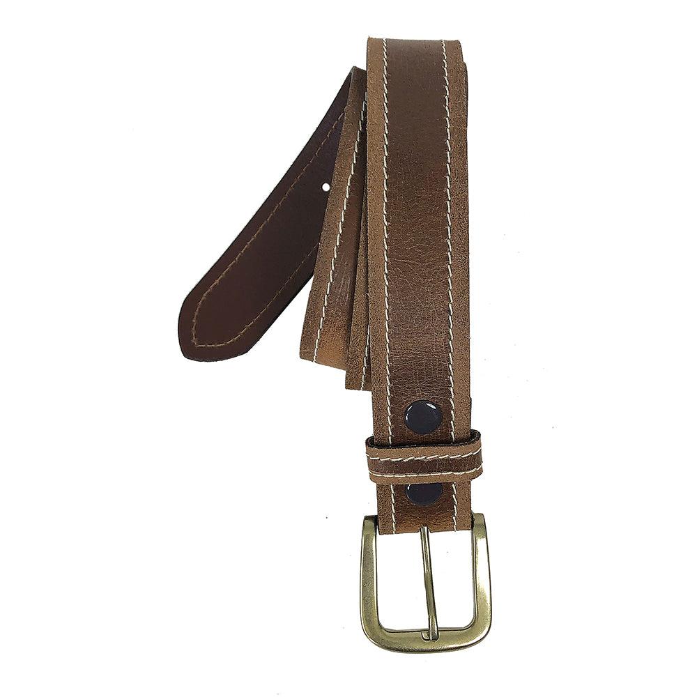 Classic Look Brown Two Tone Belt with Gold Prong Buckle 9709-BR