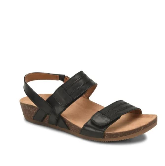 Comfortiva by Sofft Black Gevira Women's Adjustable Wedge Sandals CT0023801