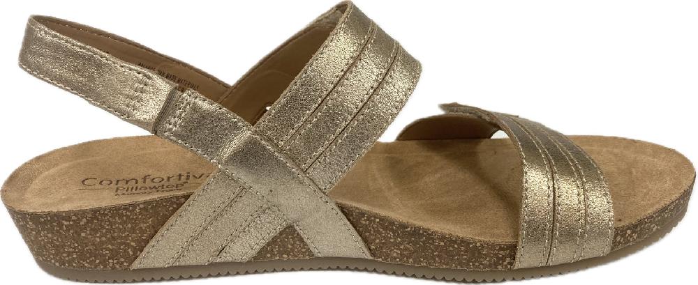 Comfortiva By Sofft Gold Gevira Women's Adjustable Wedge Sandals CT0023803