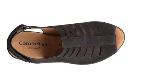 Comfortiva Faye Women's Black Sling Black Strap Open Toe Comfort Sandal 8330041