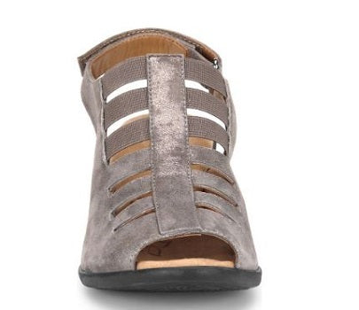 Comfortiva Faye Women's Smoke Foil Suede Sling Black Strap Open Toe Comfort Sandal 8330091