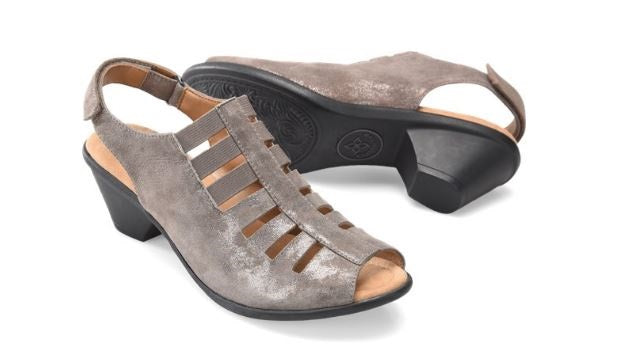 Comfortiva Faye Women's Smoke Foil Suede Sling Black Strap Open Toe Comfort Sandal 8330091