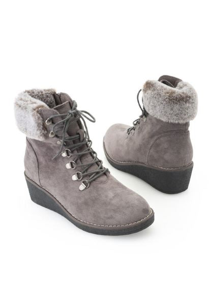 Corkey's Grey Fox Bay Women's Boots With Faux Fur FOX-BAY-GREY