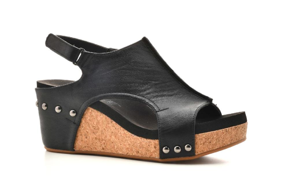 Corky's Carley Black Carley Wedge Sandals 30-5316-BKSM