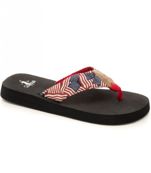 Corky's Red White and Blue Flag Aquaholic Womens Sandals AQUAHOLIC-FLAG