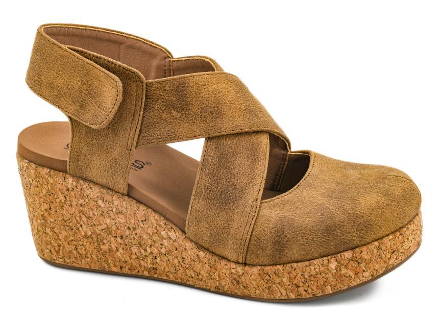 Corky's Tan Case Closed Women's Closed Toe Wedge Heel Shoes 10-0150-TAN