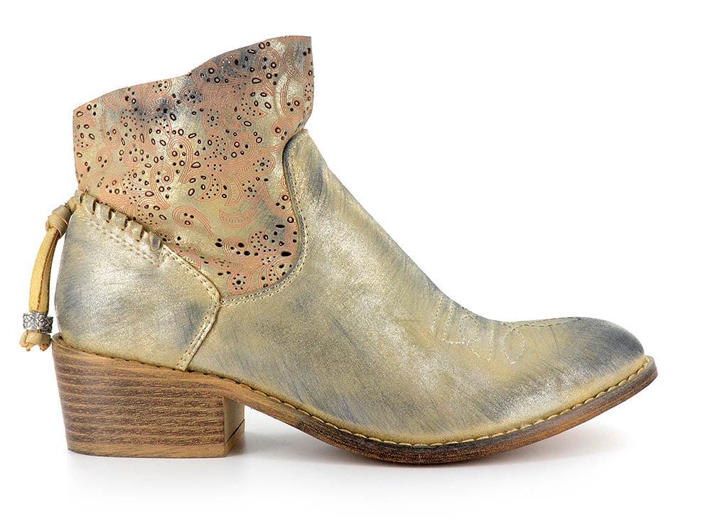 Corkys Dazzling Gold Faux Leather Laser Cut Distressed Womens Ankle Boots 80-9508-GOLD