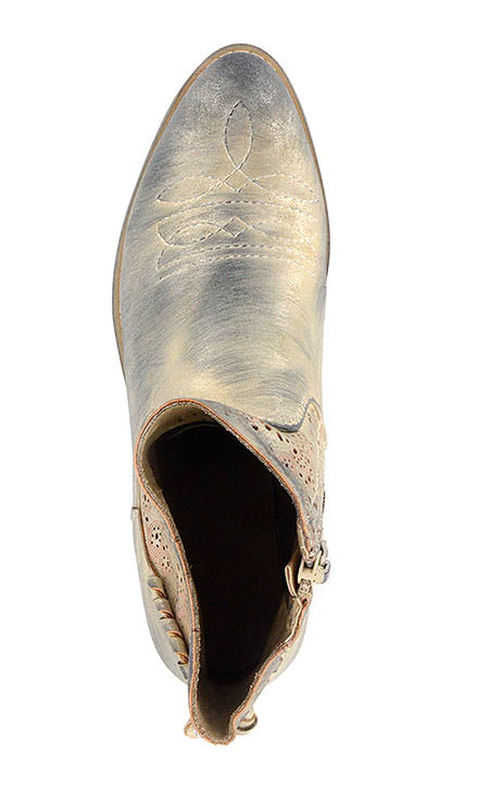 Corkys Dazzling Gold Faux Leather Laser Cut Distressed Womens Ankle Boots 80-9508-GOLD