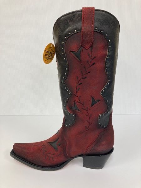 Corral Black/Red Overlay Snip Toe Women's Western Boots Z5092
