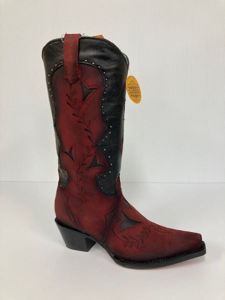 Corral Black/Red Overlay Snip Toe Women's Western Boots Z5092