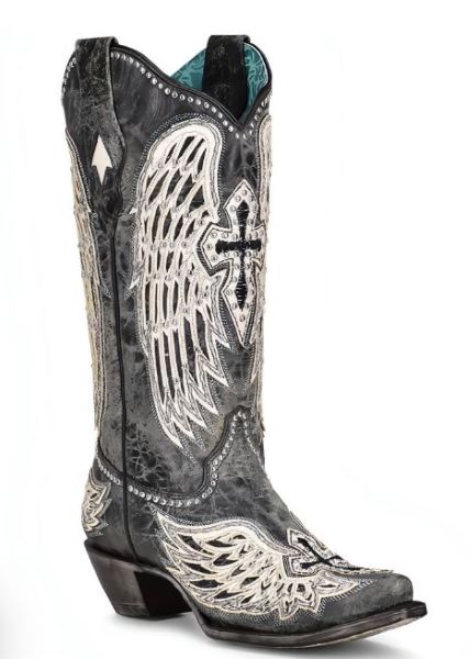 Corral Black Winged Cross 13 inch Womens Western Boots A4232