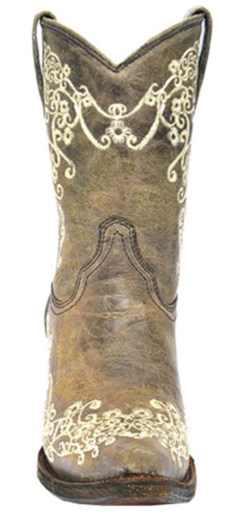Corral Bone Crater Embroidery Womens Snip Toe Short Boots A3190