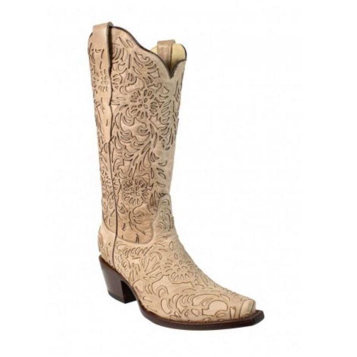 Corral Bone Embroidery Laser Cut Womens Wedding Boot G1388