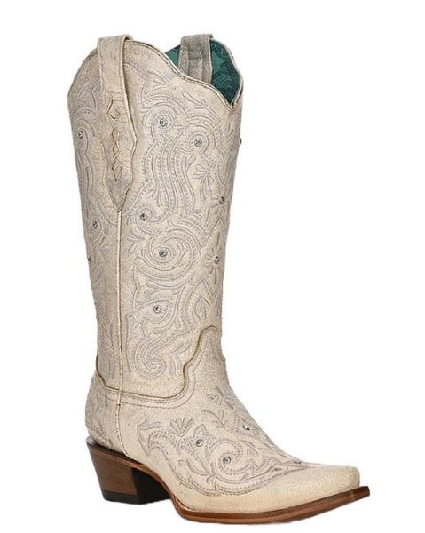 Corral Bone White 13 inch Women's Snip Toe Western Boots Z5123