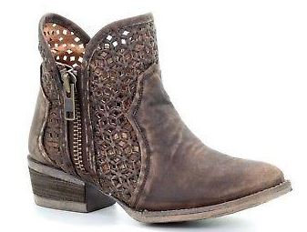 Corral Brown Cutout Shortie Womens Boots Q5019