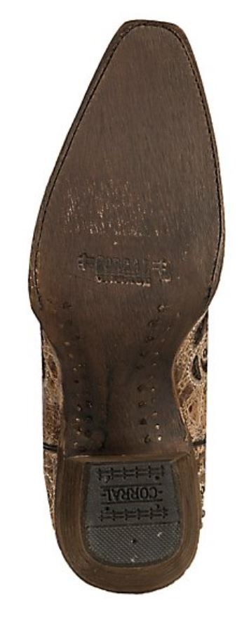 Corral Brown Glitter Inlay & Studs Womens Snip Toe Western Boots C3331