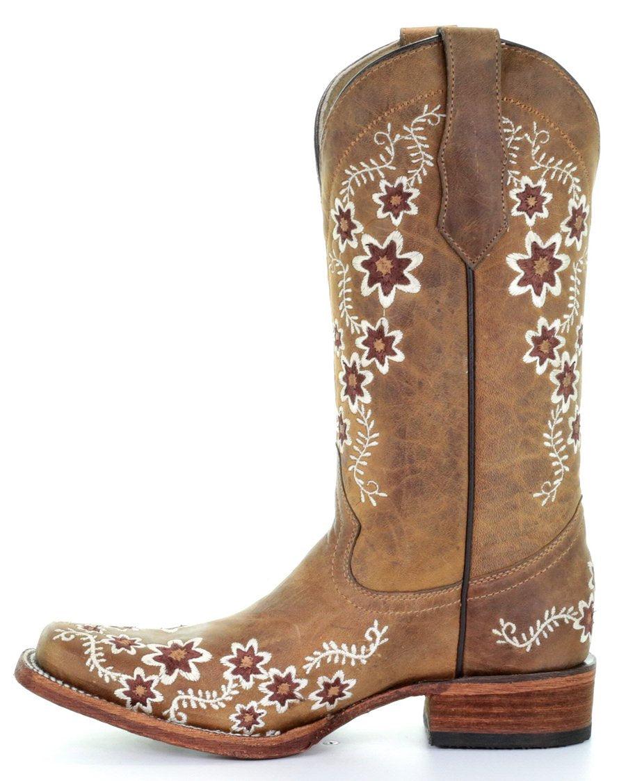 Corral Circle G Floral Embroidery Womens Square Toe Western Boots L5382