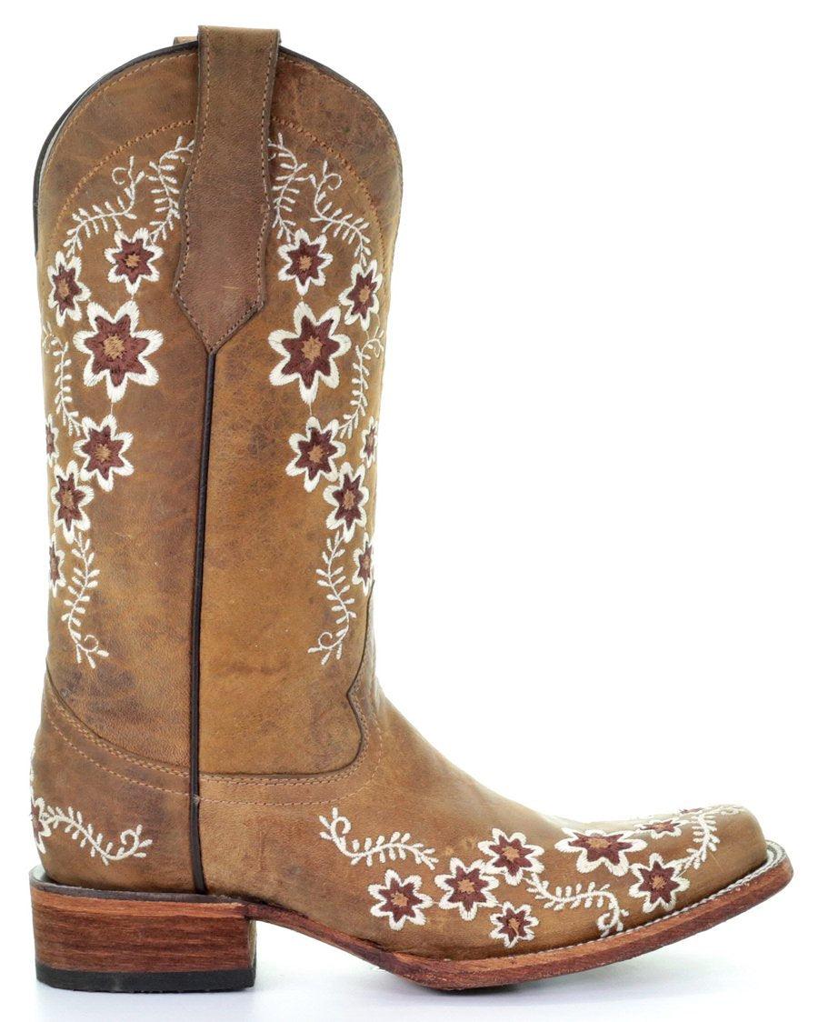 Corral Circle G Floral Embroidery Womens Square Toe Western Boots L5382