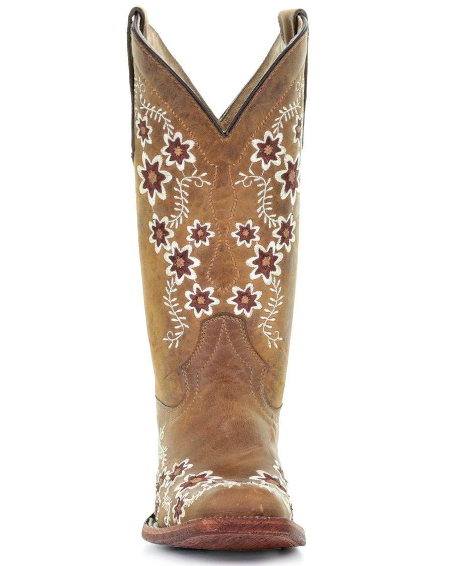 Corral Circle G Floral Embroidery Womens Square Toe Western Boots L5382