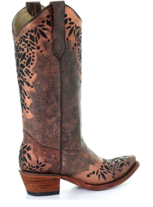 Corral Circle G Shedron Black Embroidered Womens Snip Toe Western Boots L5368