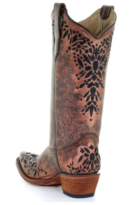 Corral Circle G Shedron Black Embroidered Womens Snip Toe Western Boots L5368