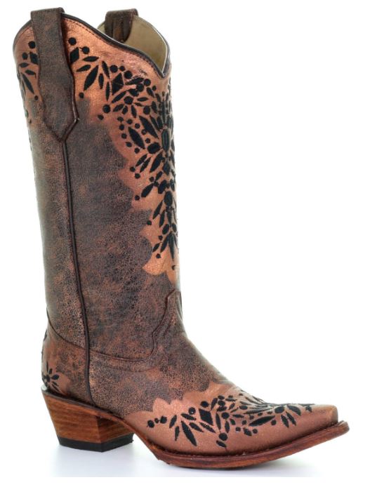 Corral Circle G Shedron Black Embroidered Womens Snip Toe Western Boots L5368
