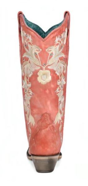 Corral Coral Floral Embroidered Womens 13 Inch Western Boots A4238