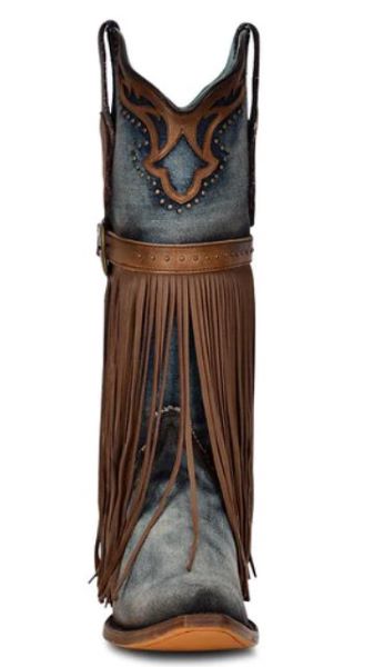 Corral Denim Harness Stud Fringe Womens Boots C3873