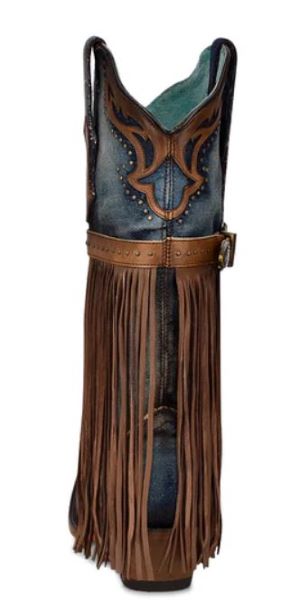 Corral Denim Harness Stud Fringe Womens Boots C3873