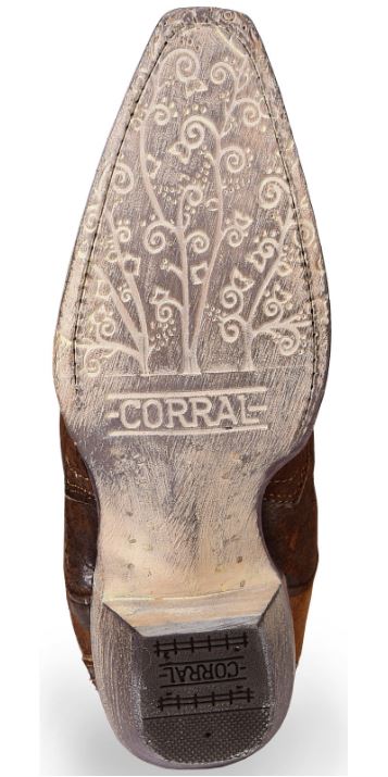 Corral Floral Embroidered Lamb Leather Womens Snip Toe Western Boots A3597