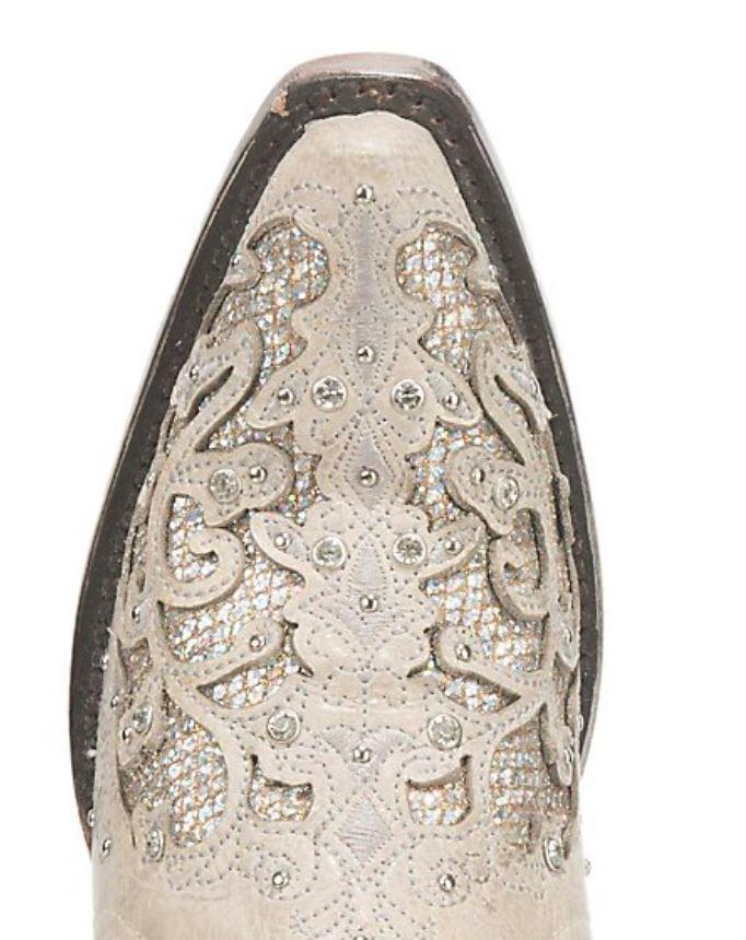 Corral Glitter And Crystal Inlay White Wedding Womens Boots A3322
