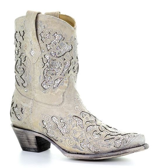 Corral Glitter Inlay & Crystals Womens Short Western Boots A3550