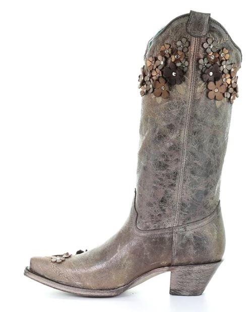 Corral Handcrafted Floral Womens Snip Toe Western Boots A3602