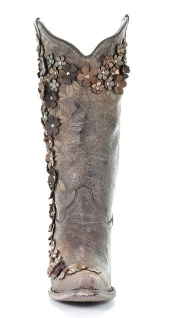 Corral Handcrafted Floral Womens Snip Toe Western Boots A3602