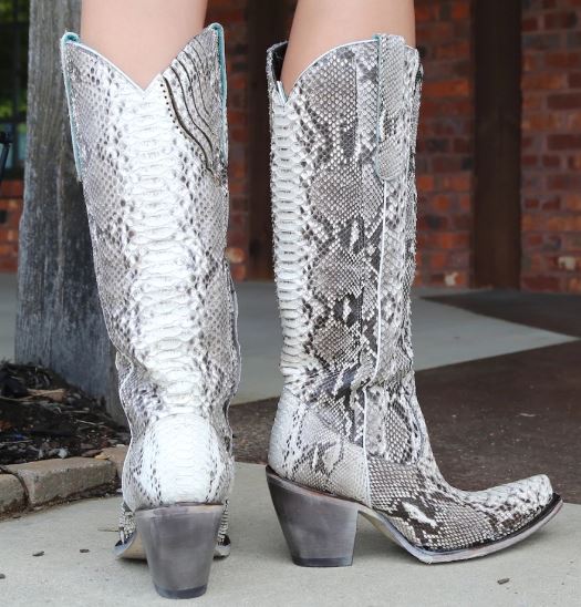 Corral Natural Python Womens Tall Western Boots A3789