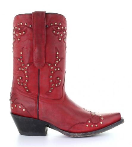 Corral Red Vintage Embroidery And Studs Womens Short Boots G1501