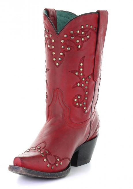 Corral Red Vintage Embroidery and Studs Womens Short Boots G1501