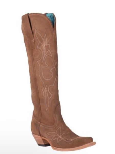 Corral Sand Suede with Embroidery 15 inch Snip Toe Women's Boots A4438