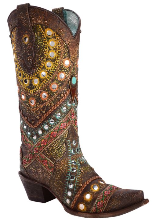 Corral Studded & Embroidered Womens Snip Toe Western Boots C3395