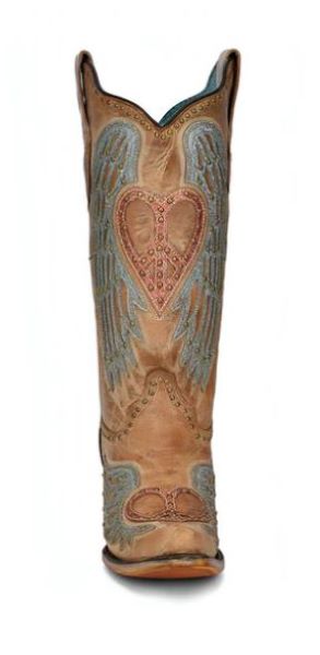 Corral Tan Sandheart And Wings Overlay Womens Western Boots A4235