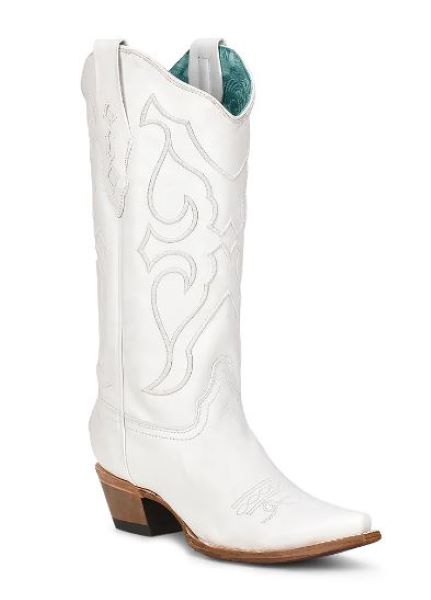Corral White Embroidered Snip Toe Womens Boots Z5046