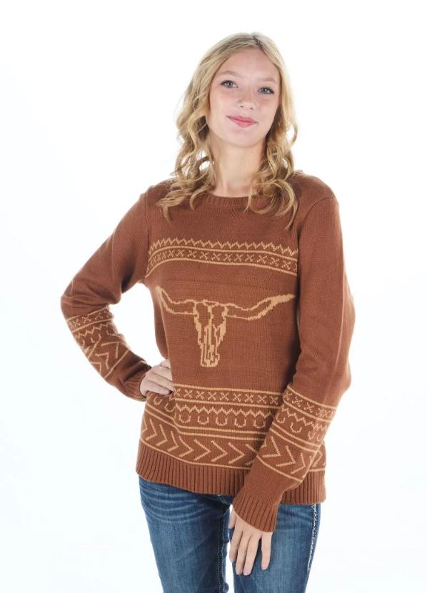 Cotton and Rye Cinnamon Women's Longhorn Sweater CRK222CN