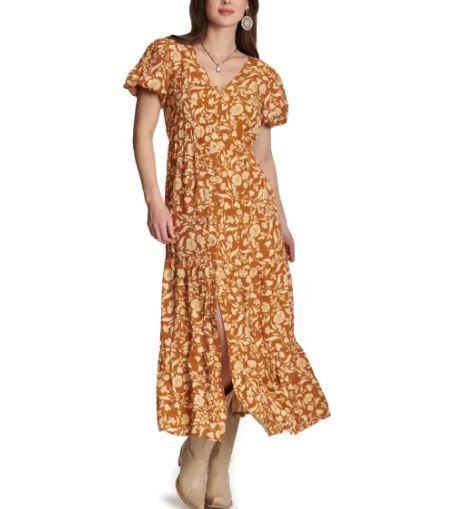 Cotton and Rye Rust/Cream Floral Print Women's Dress CRWD973Y