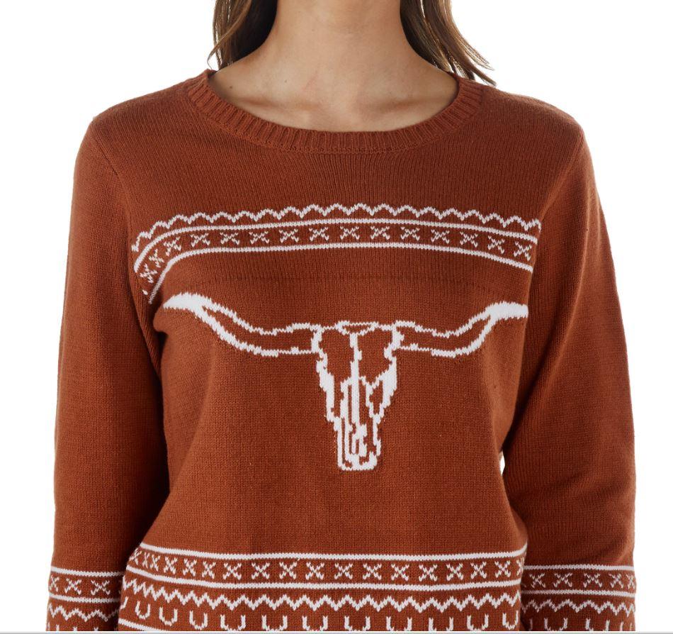 Cotton And Rye Rust Longhorn Women's Sweater CRK215RT