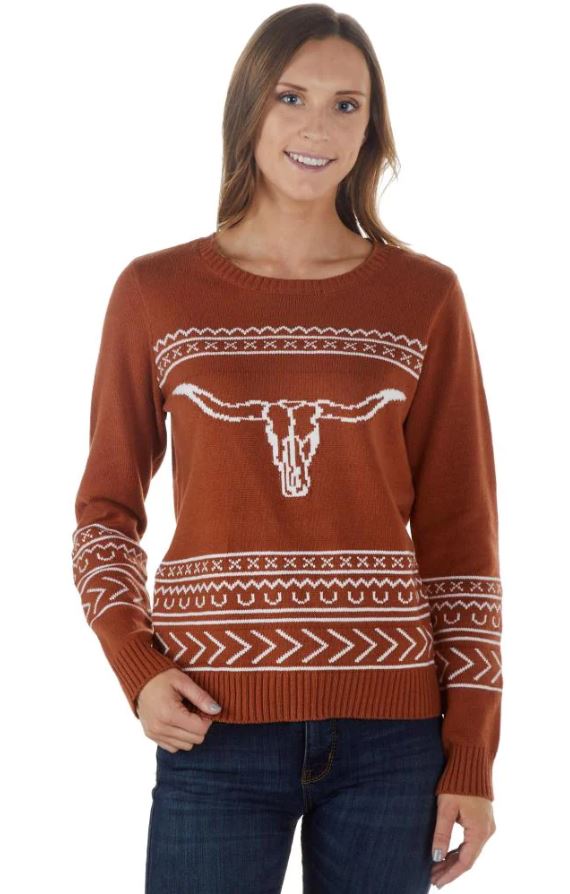 Cotton and Rye Rust Longhorn Women's Sweater CRK215RT
