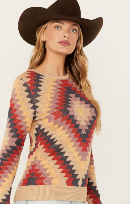 Cotton & Rye Multicolored Border Women's Sweater CRK806M